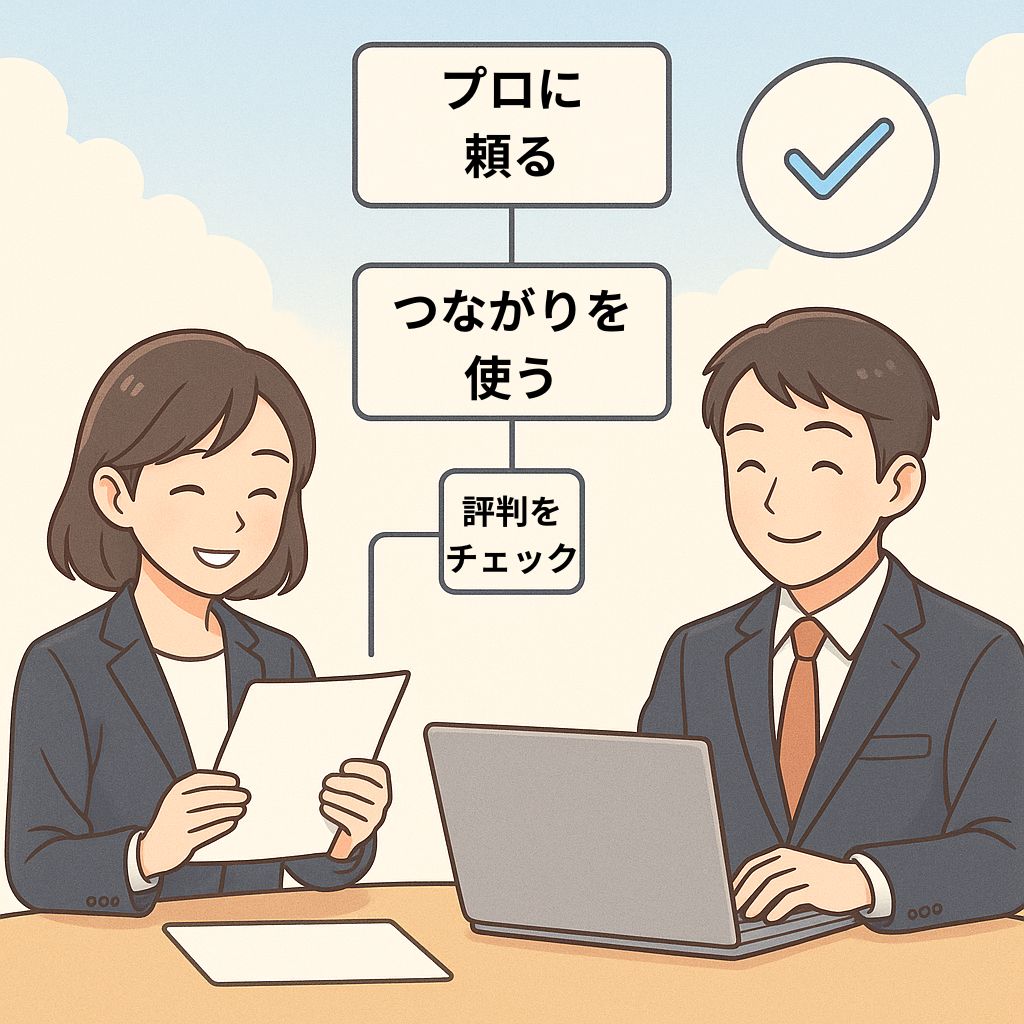 スーツを着た男女・パソコン・書類