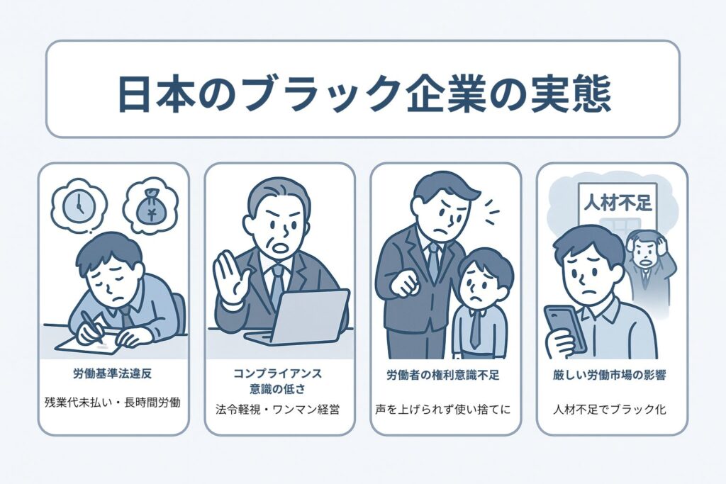 疲れている人、手をあげている人、怒っている人、悩んでいる人のイラスト