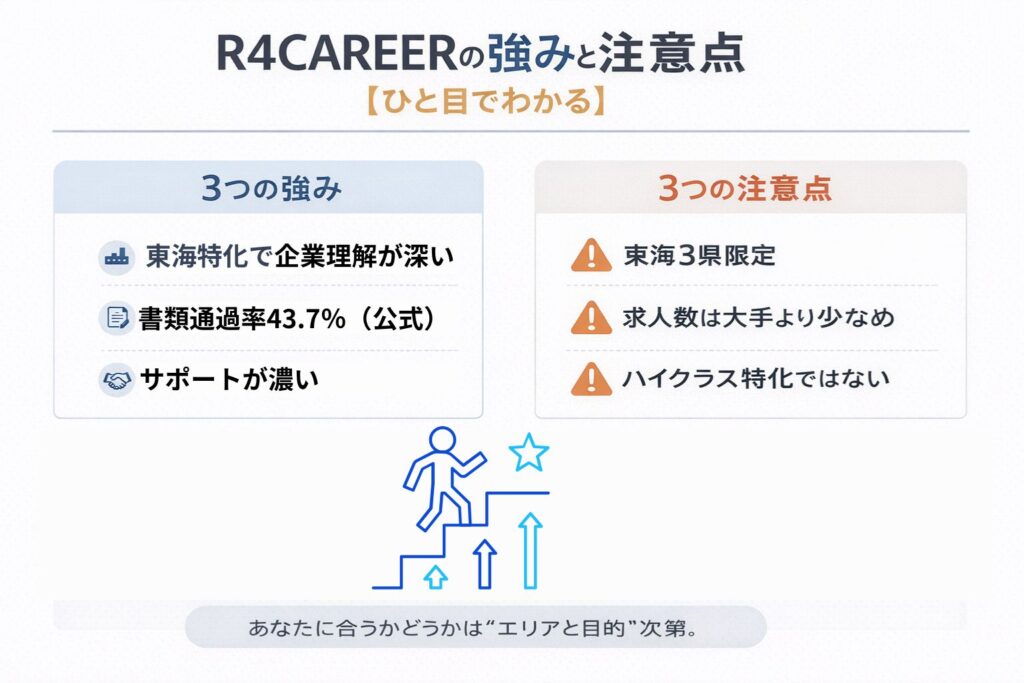 R4CAREERの強みと注意点に関する図解
