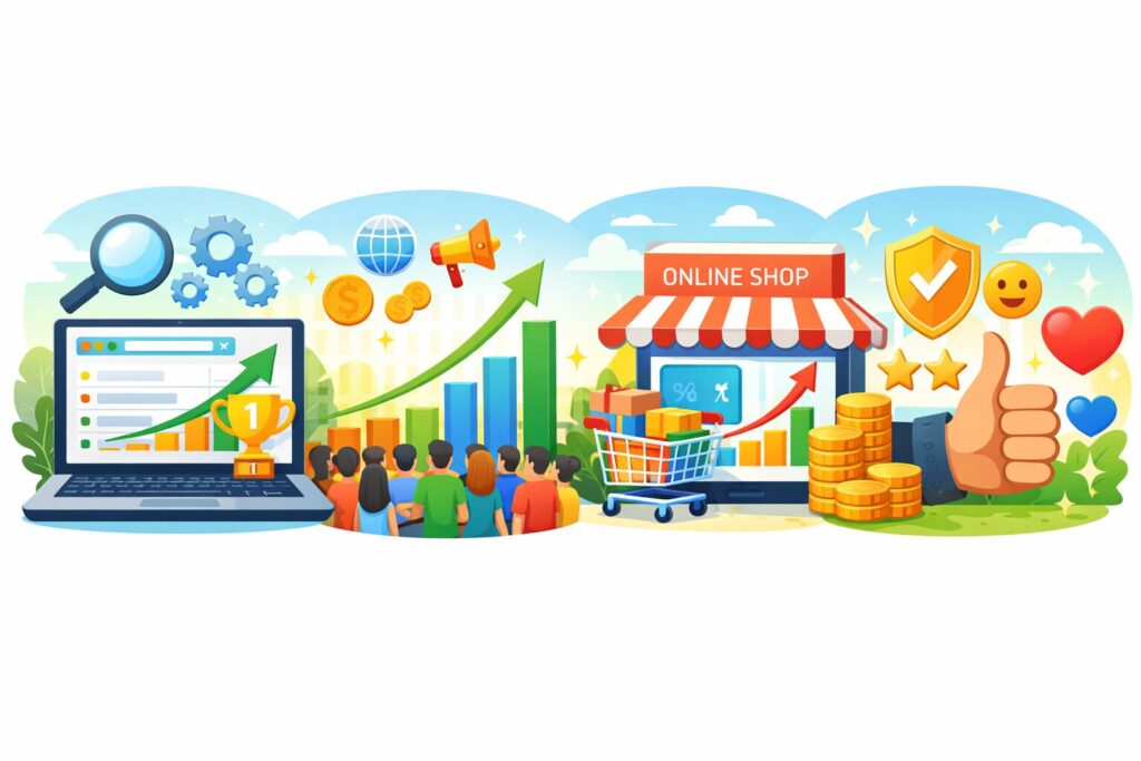 SEOの恩恵を表現したイラスト