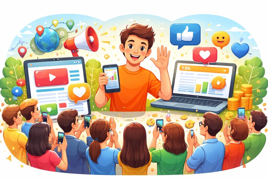 SNSで盛り上がる若者と観客