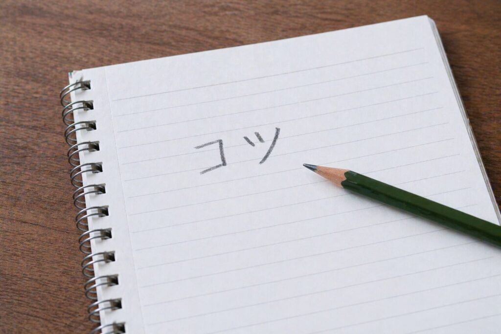 コツと書かれたノート