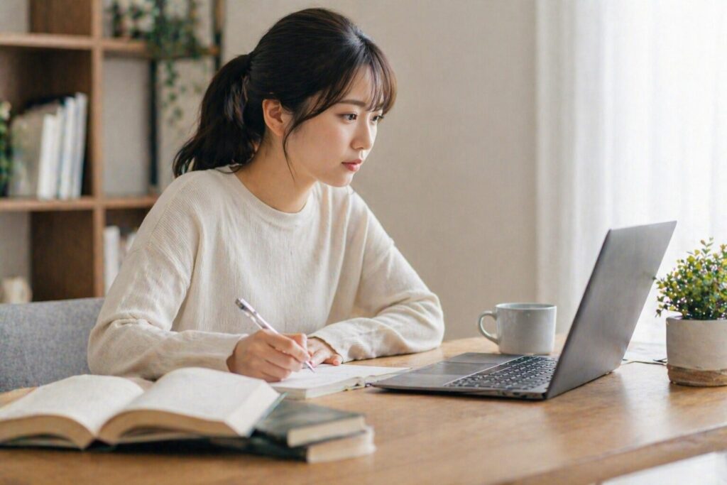 見ながら書いている人