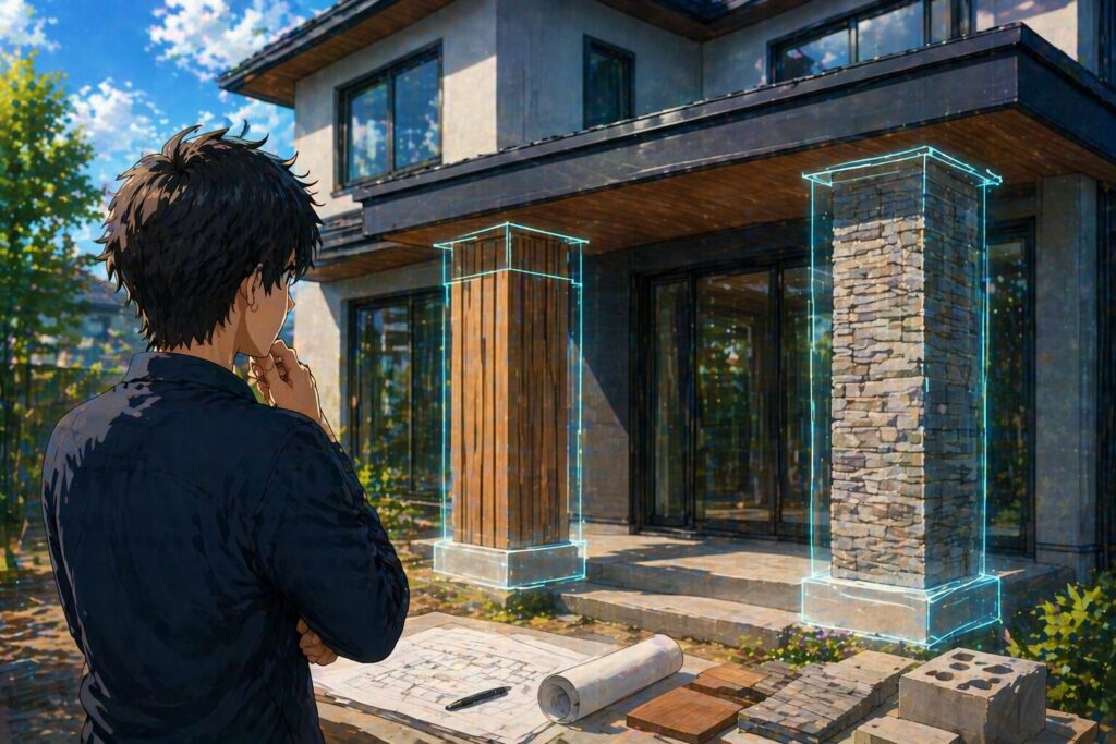 どちらの柱か考えている