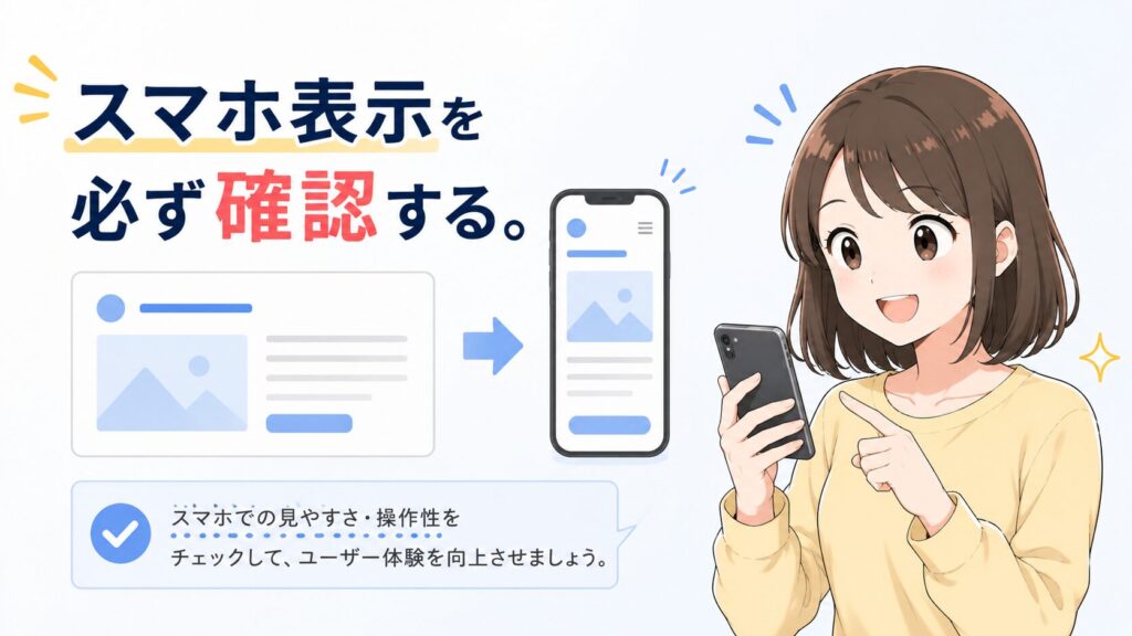 スマホ表示を必ず確認する。のトップ画